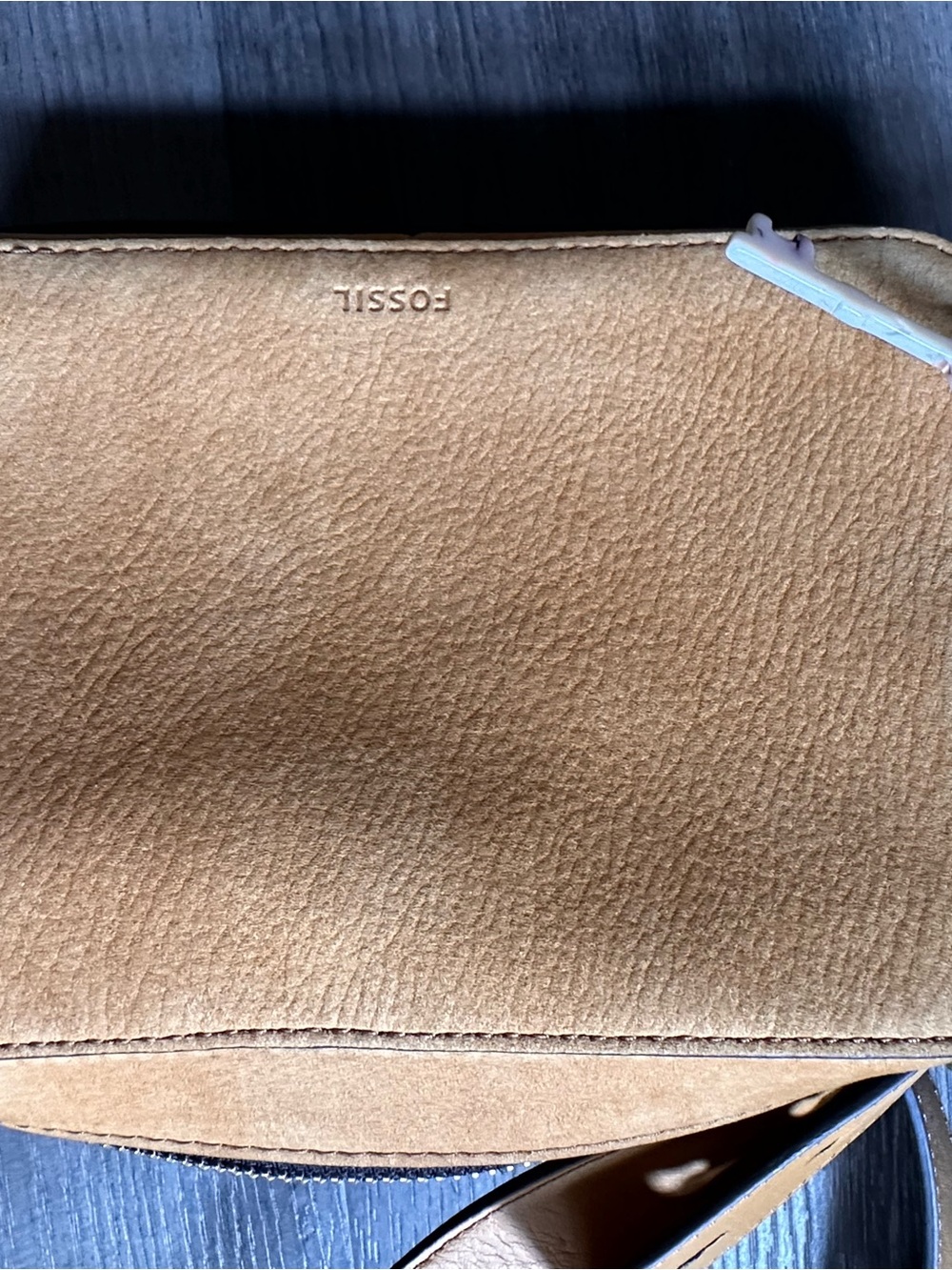 Fossil Tan Leather Pebbled Crossbody Bag